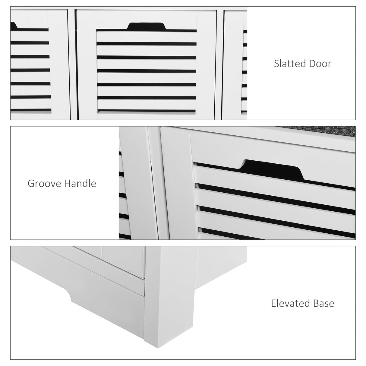 Shoe Storage Bench with 3 Drawers & Removable Seat Cushion, Grey