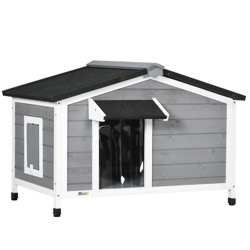 Dog Kennel for Outside, Medium Dogs, Grey Wood