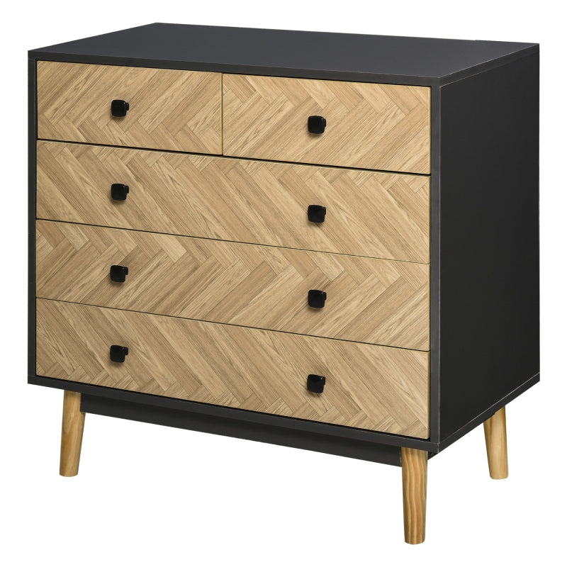 Chest of Drawers, 5-Drawer Storage Cabinet with Metal Handles