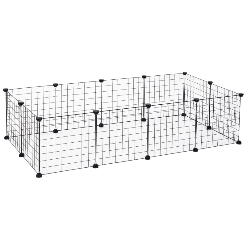 DIY Pet Playpen, 12 Panel Enclosure for Small Animals, Black Metal Wire