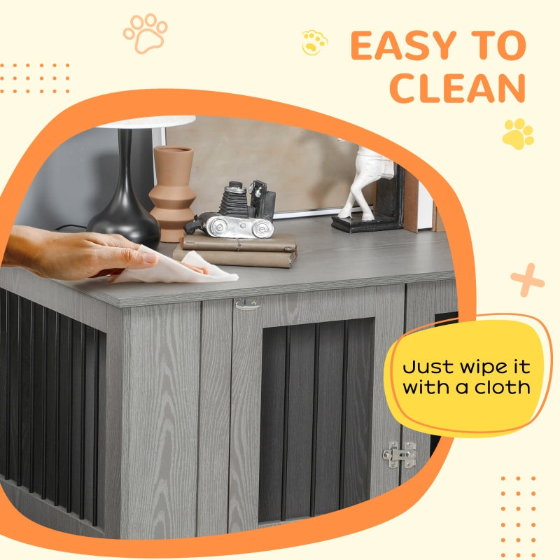 Dog Crate Table with Magnetic Door for Indoor Use, 114 x 60 x 82 cm, Grey