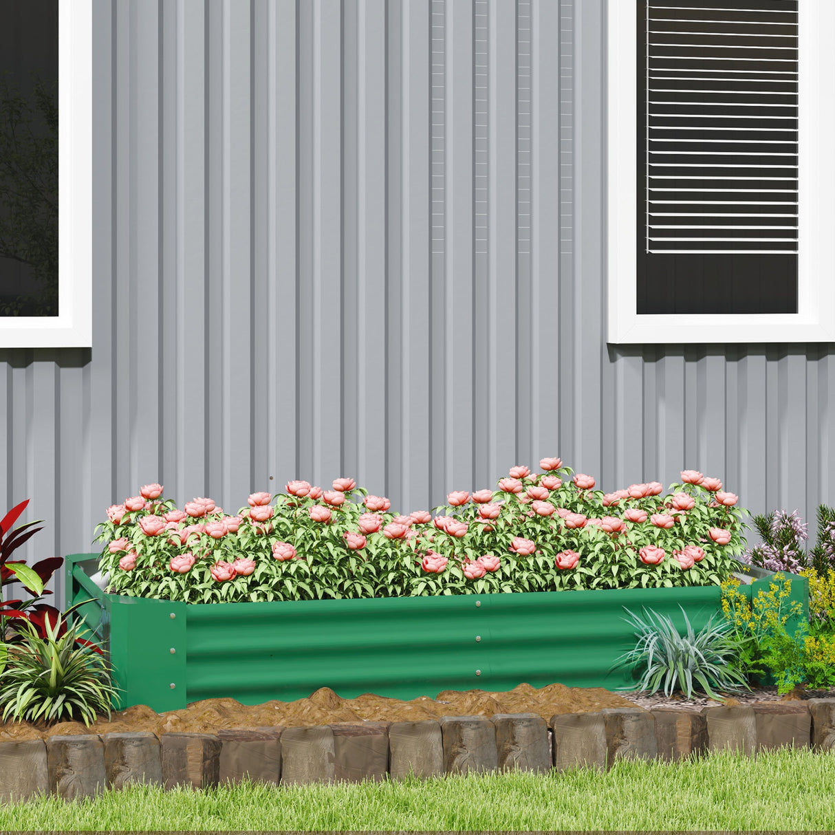 Open Planter, 180 x 90cm Galvanised Steel - Green