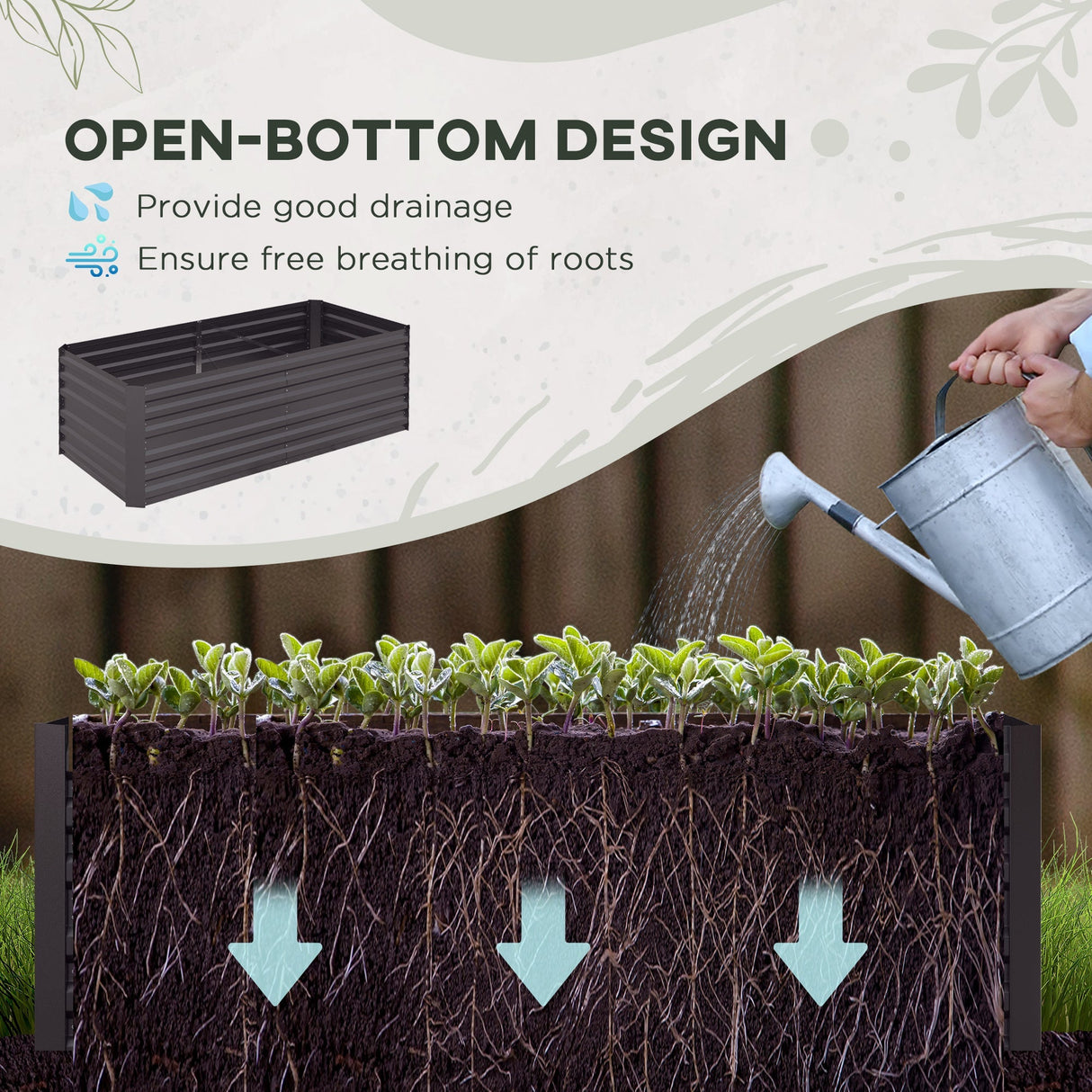 Raised Beds for Garden, 180 x 90 x 59 cm Galvanised Steel Dark Grey