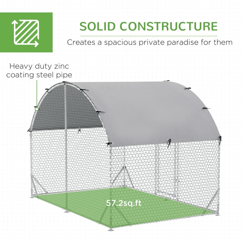 Walk In Chicken Run, Galvanised Coop Hen Poultry House, Water-Resist Cover