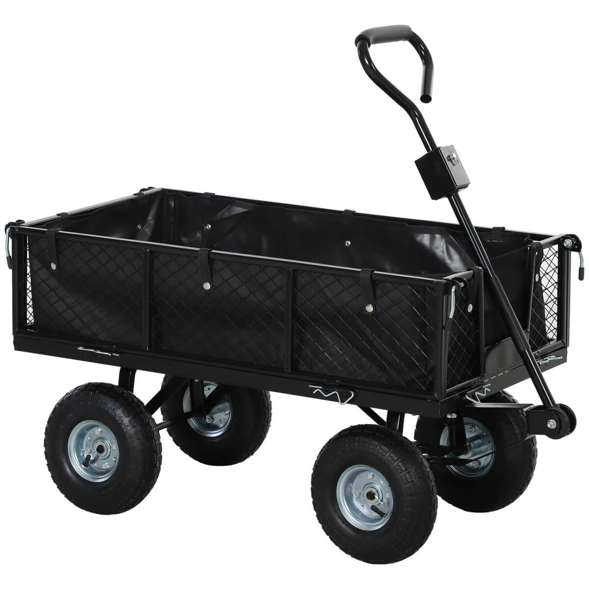 114L Garden Cart Trolley – Steel Frame, Black, Outdoor Utility Wagon