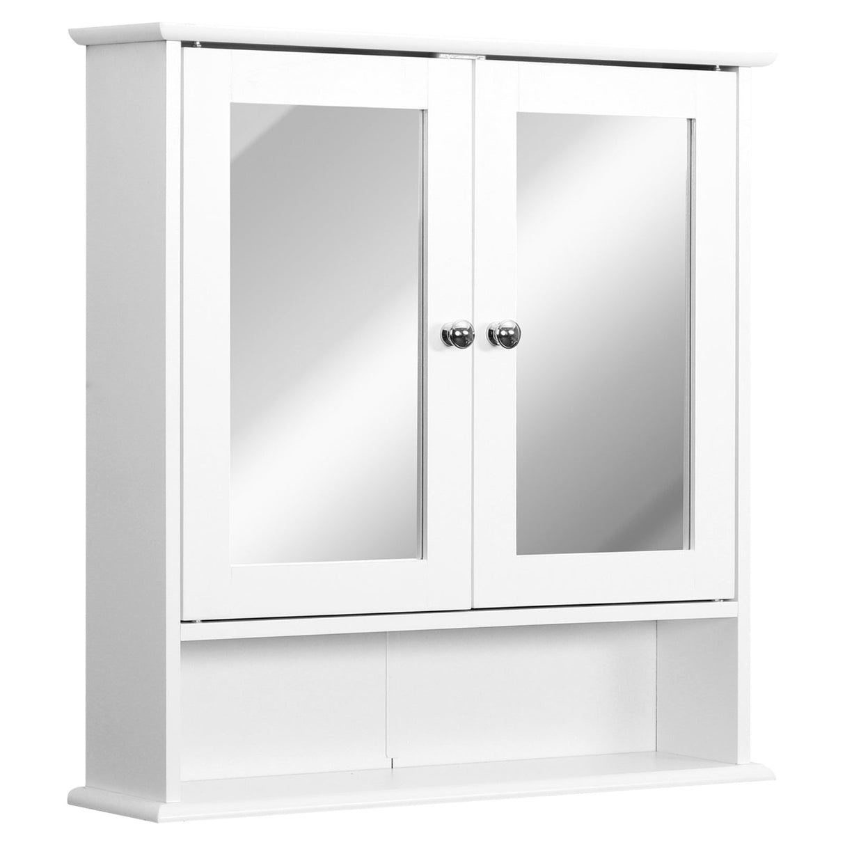 Kleankin Wall-mounted Bathroom Cabinet Mirror Door Organiser Storage Shelves White