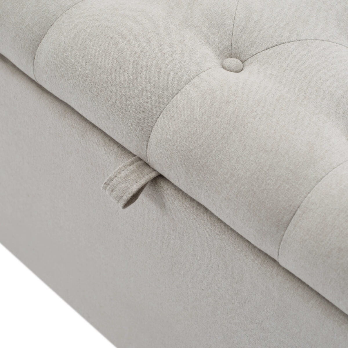 Linen Upholstered Storage Bench - Soft Padded Seat, 135x41x42cm, Light Grey