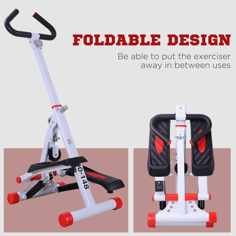 Stepper Workout Fitness Machine, Handle Hand Grip, Aerobic Exercise, Red