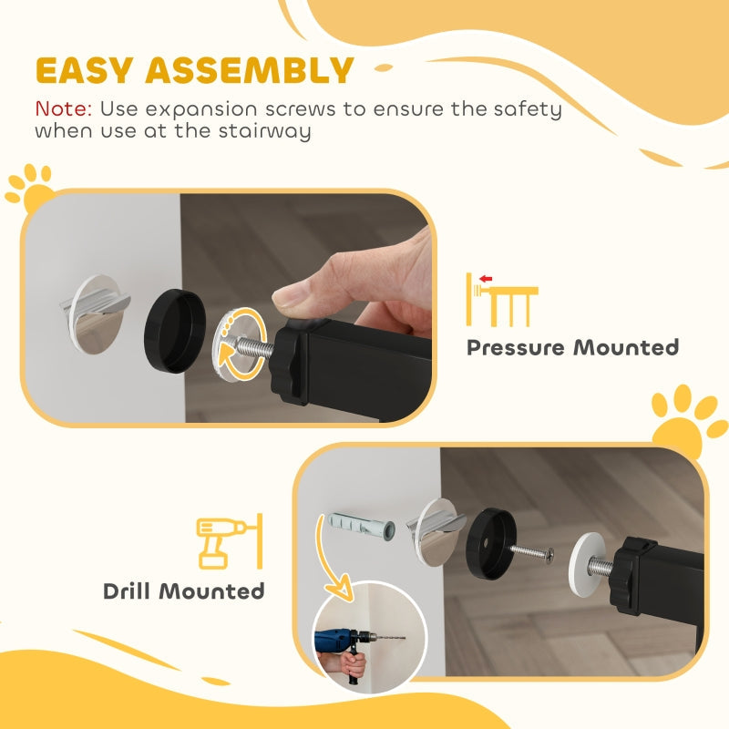 Adjustable Safety Gate, Three Extensions and Four Screws, Black