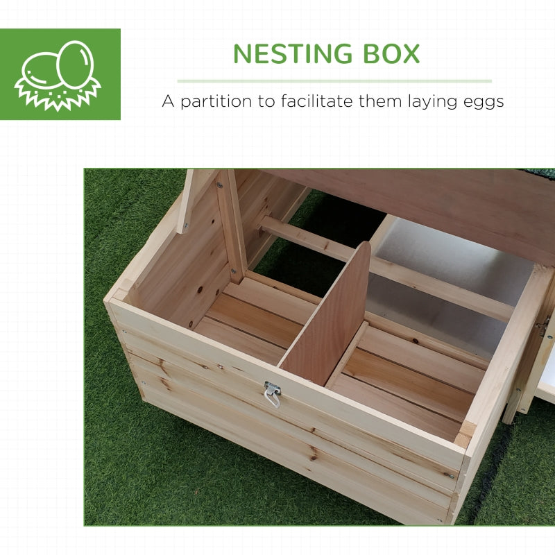 Chicken Coop with Nesting Box, Outdoor Run, Wooden
