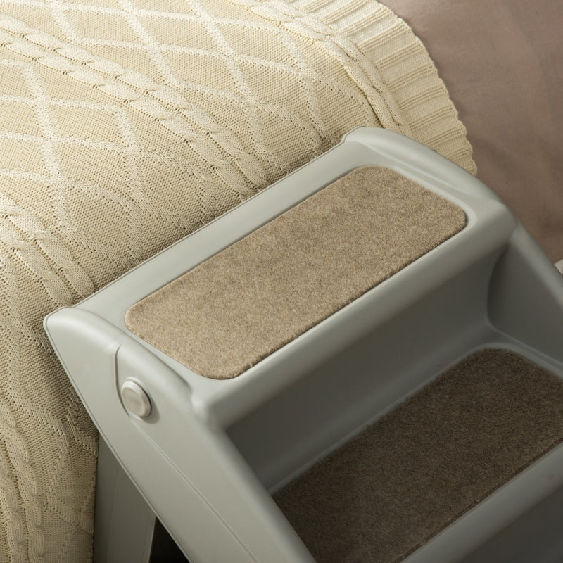 Foldable Four-Step Pet Stairs, Non-Slip Mats - Grey