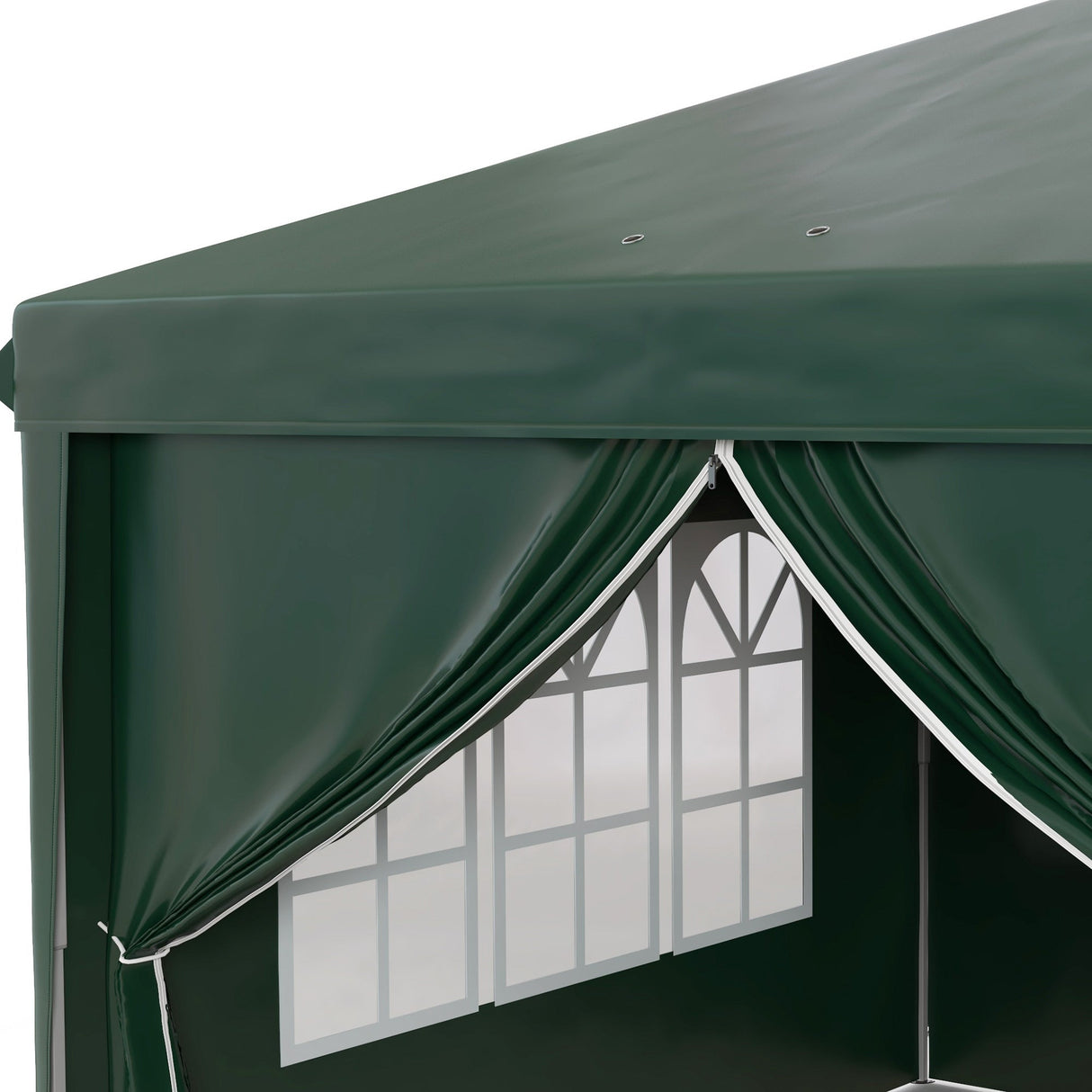 3 x 6m Pop-Up Gazebo with Curtain Walls and Windows - Dark Green