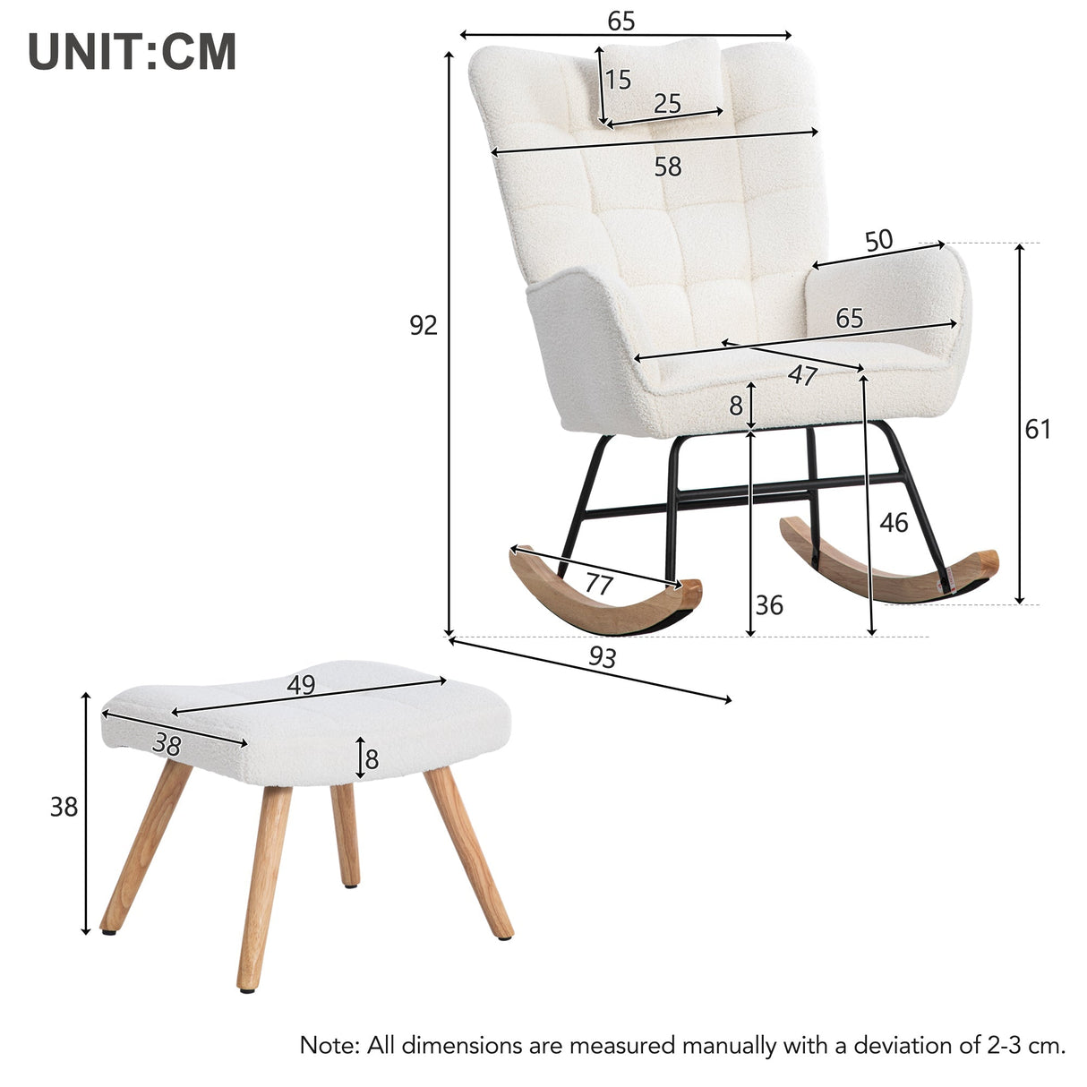 Rocking Chair Single Recliner Casual Lounger Lounge Chair Cushion