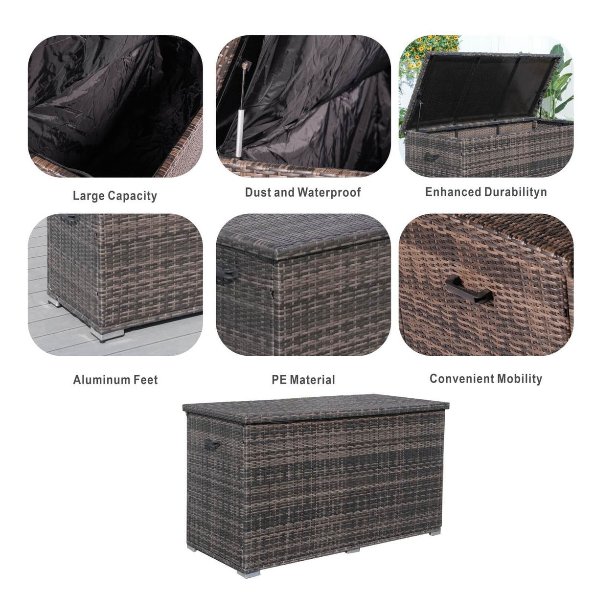 Large Outdoor Wicker Storage Box - Weatherproof Garden & Patio Chest