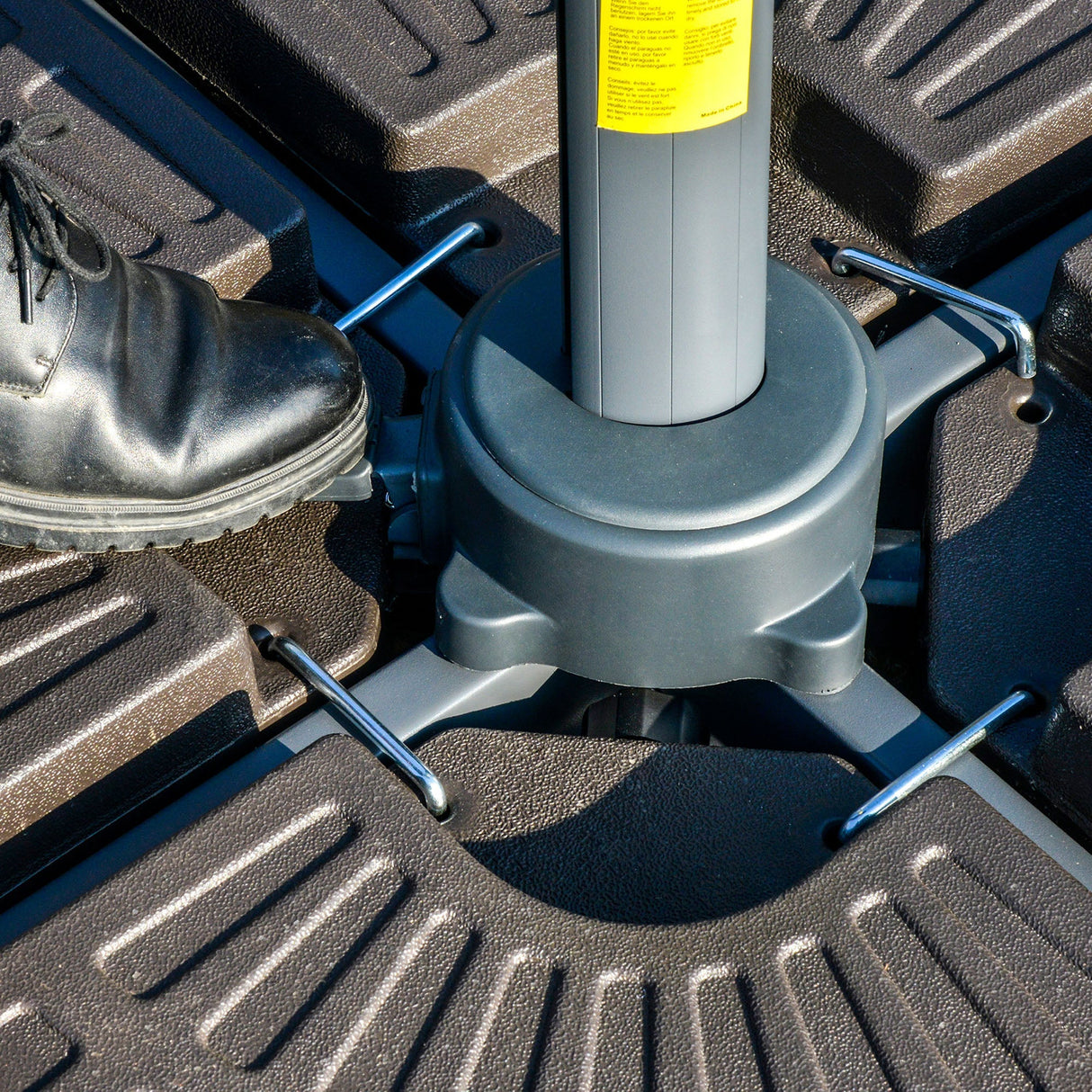 3m Cantilever Parasol, Solar Lights Power Bank Base 360?? Spin, Beige