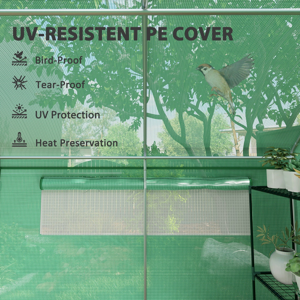 19 x 9.8ft Walk-In Polytunnel Greenhouse - Green