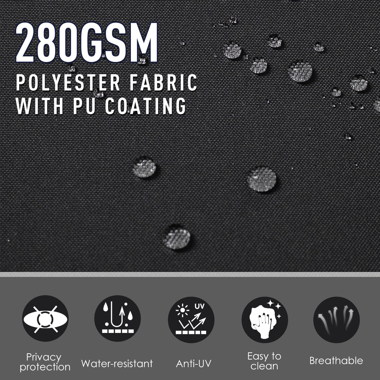 Retractable Awning Double Canopy Side Blind with Steel Frame - Black