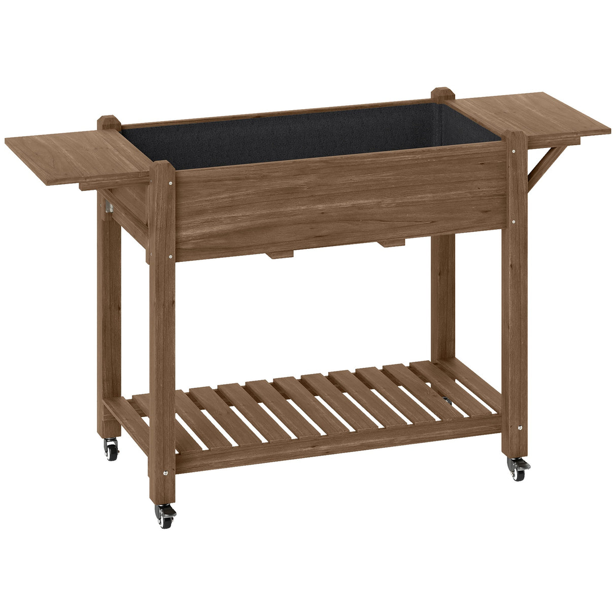 Raised Planter 46 x 94cm with Shelves - Carbonised Wood