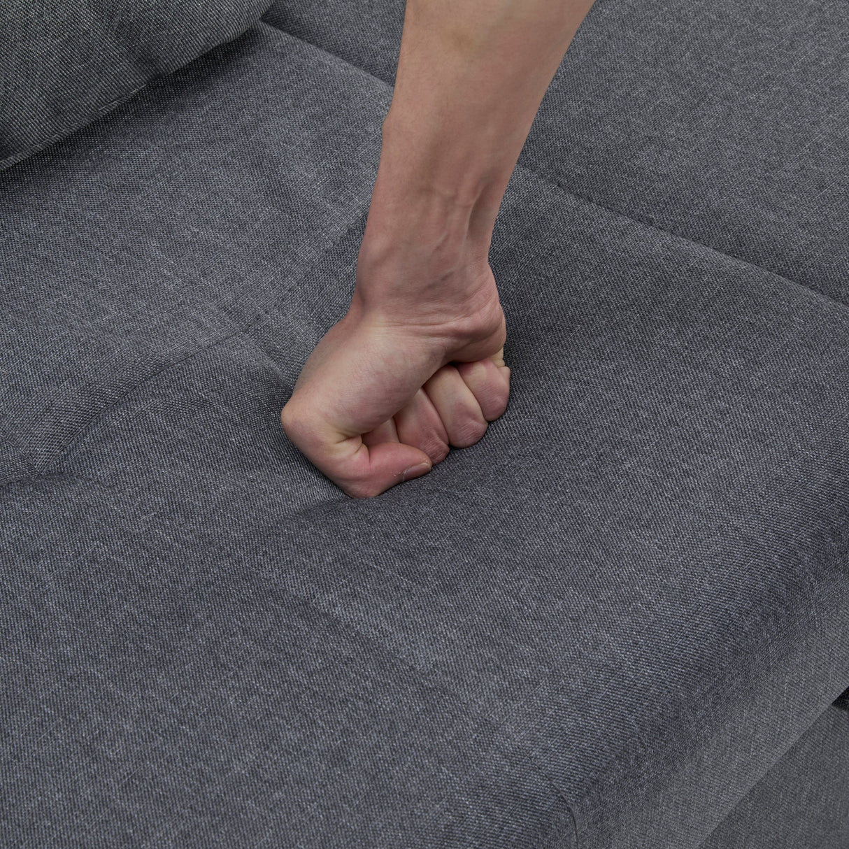 2 Seater Sofa Bed with Cup Holders, Pull Out Sleeper Sofa, Grey Fabric