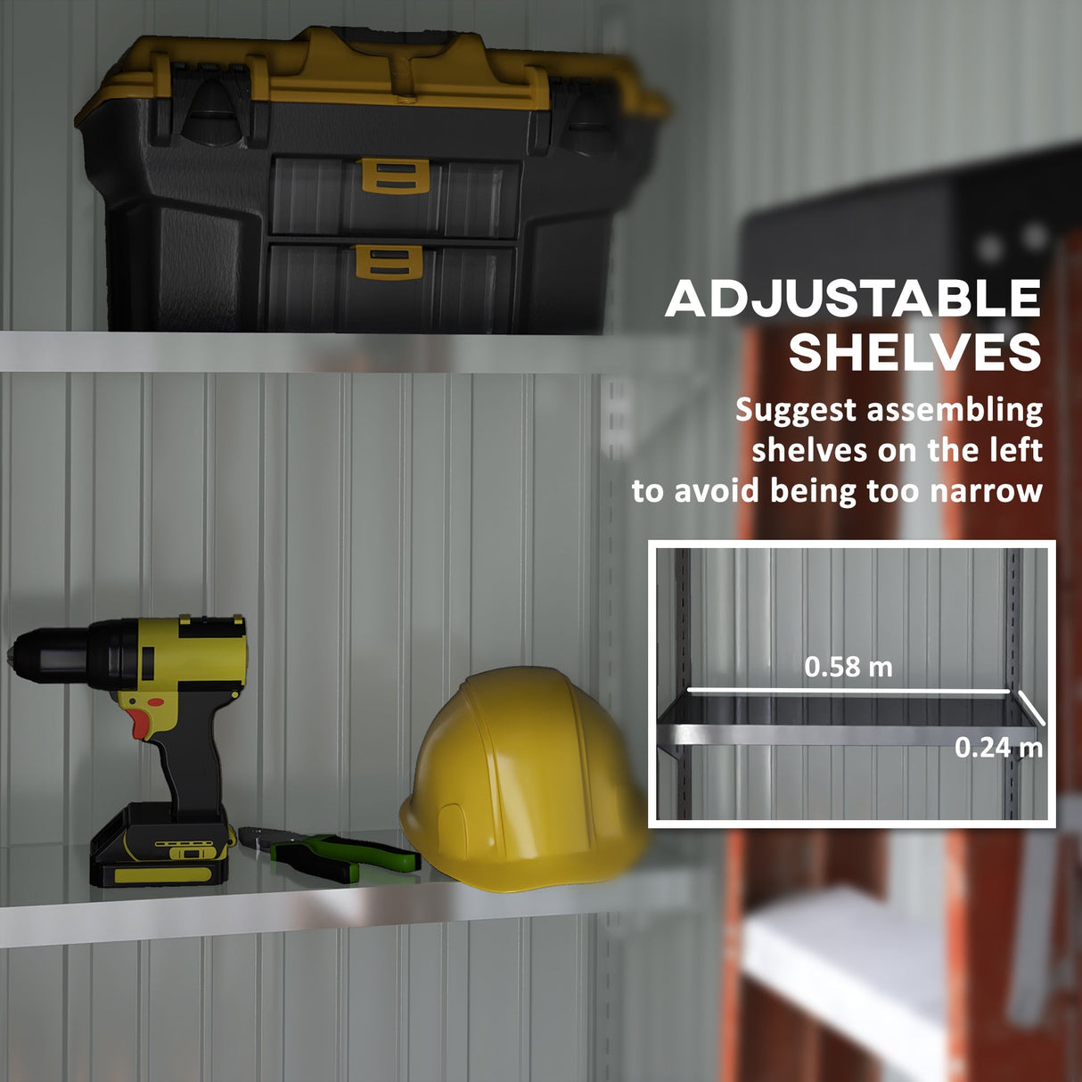 5 x 3ft Storage Shed with Lock - Brown Corrugated Steel