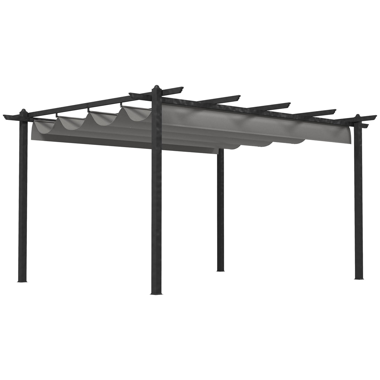 4 x 3(m) Pergola with Retractable Roof, Garden Gazebo, Aluminium Grey