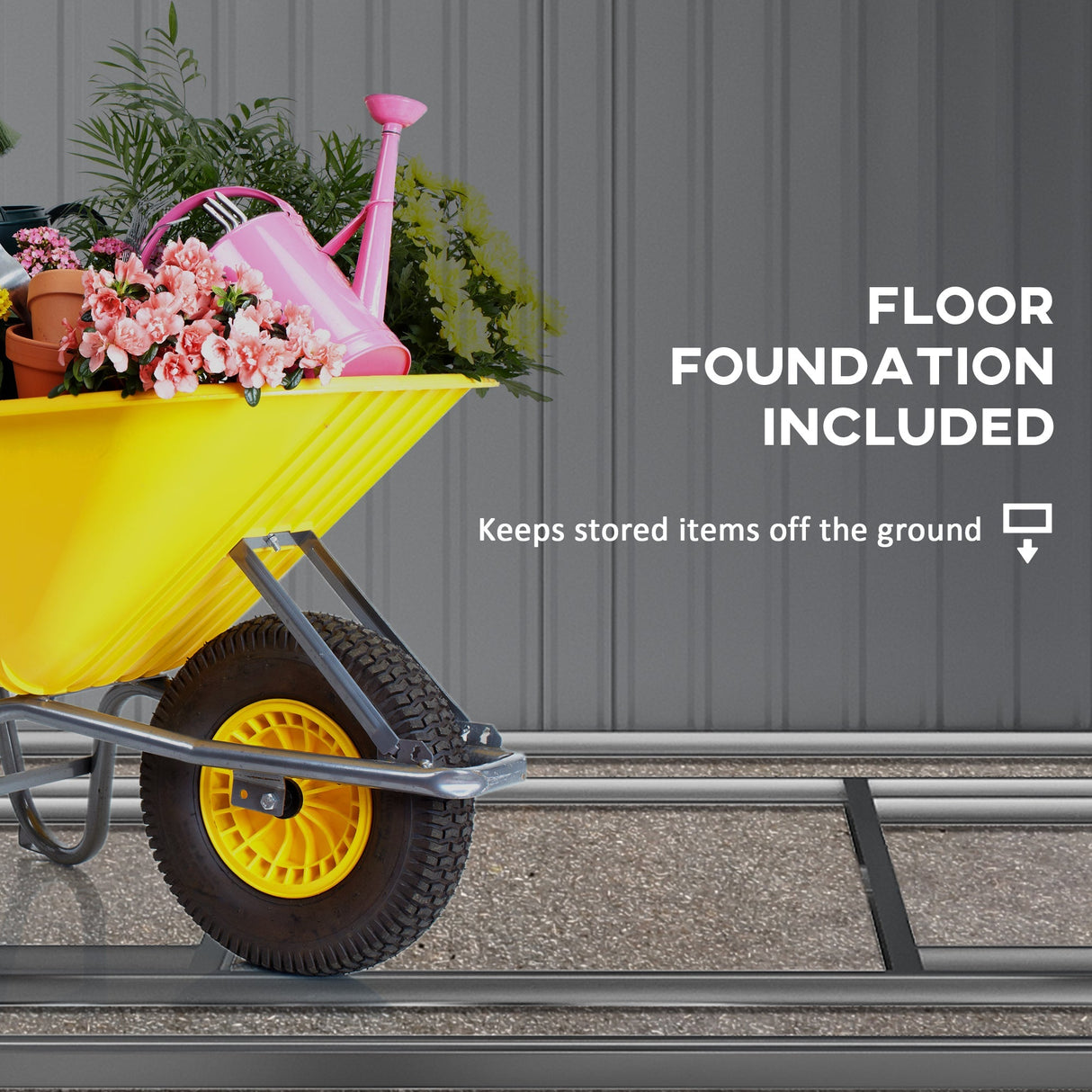 Galvanised Metal Shed 7 x 5ft with Sliding Door, White