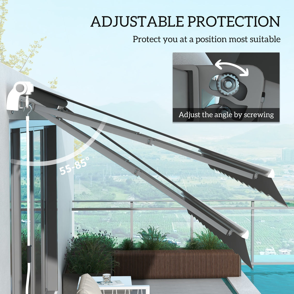 Manual Retractable Awning 4m x 3m - Grey