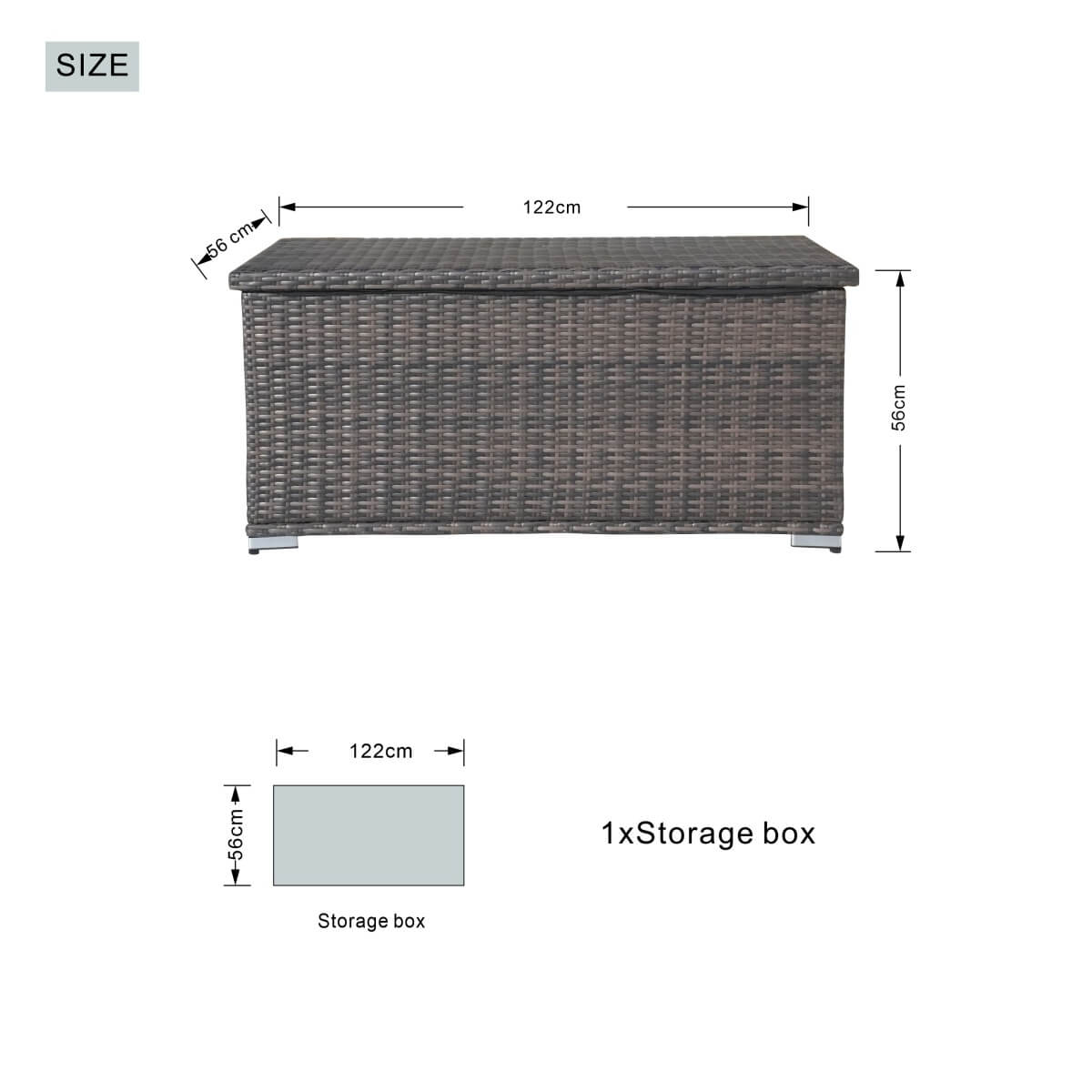 Small Outdoor Rattan Storage Box - Weather-Resistant Garden Storage Chest, Brown