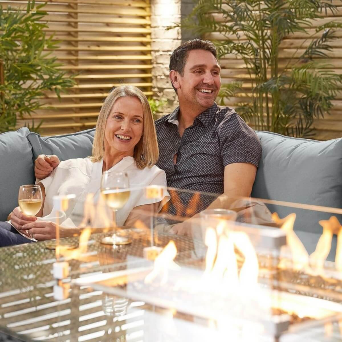 8-Seater Outdoor Corner Sofa Set with Rectangular Fire Pit Table and 3 Footstools - PAF-16591