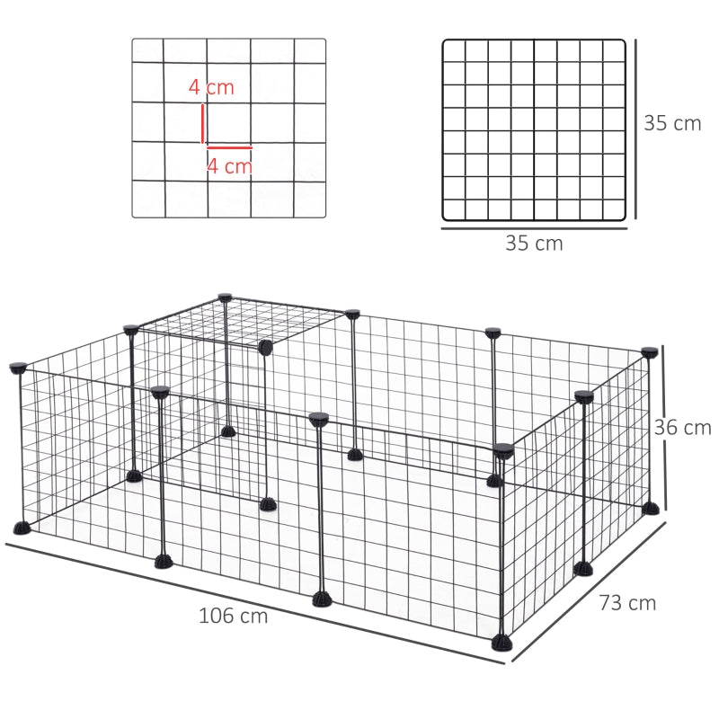 DIY Pet Playpen, 12 Panel Enclosure for Small Animals, Black Metal Wire