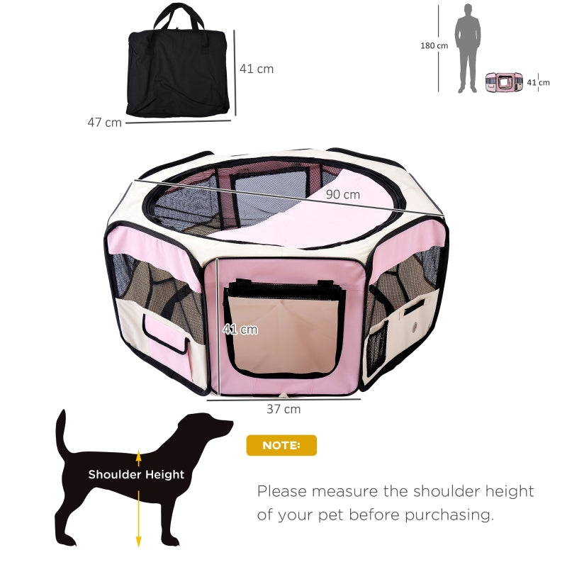 Portable Playpen, Pet Puppy Rabbit Guinea Pig Indoor & Outdoor, Pink