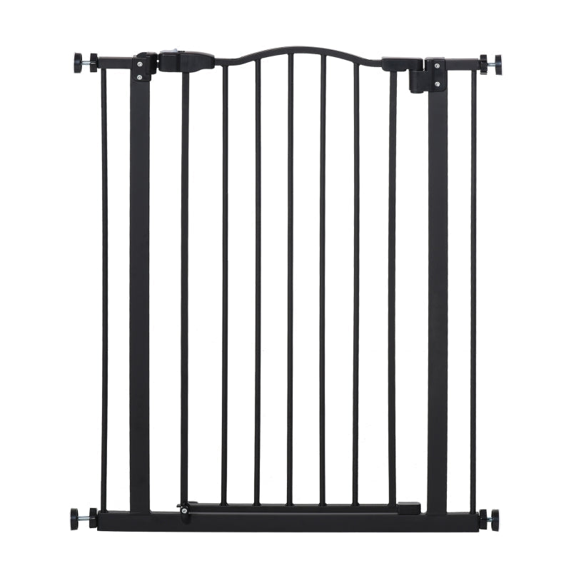 Pressure Fit Dog Stair Gate, Auto Close Adjustable 74-80cm, 94cm Tall, Black