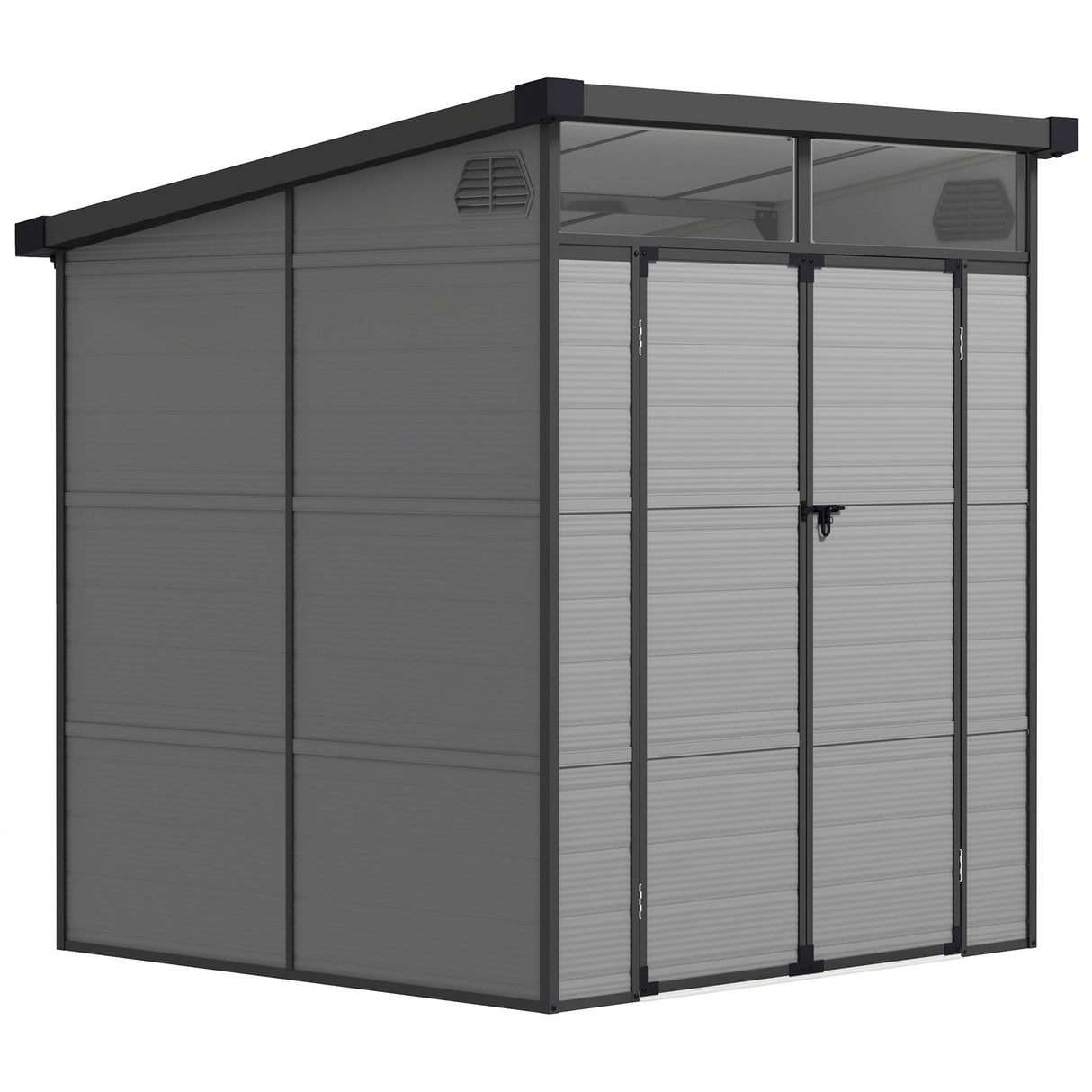 Outdoor Storage Shed, 6 x 6ft with Windows and Air Vents, Light Grey