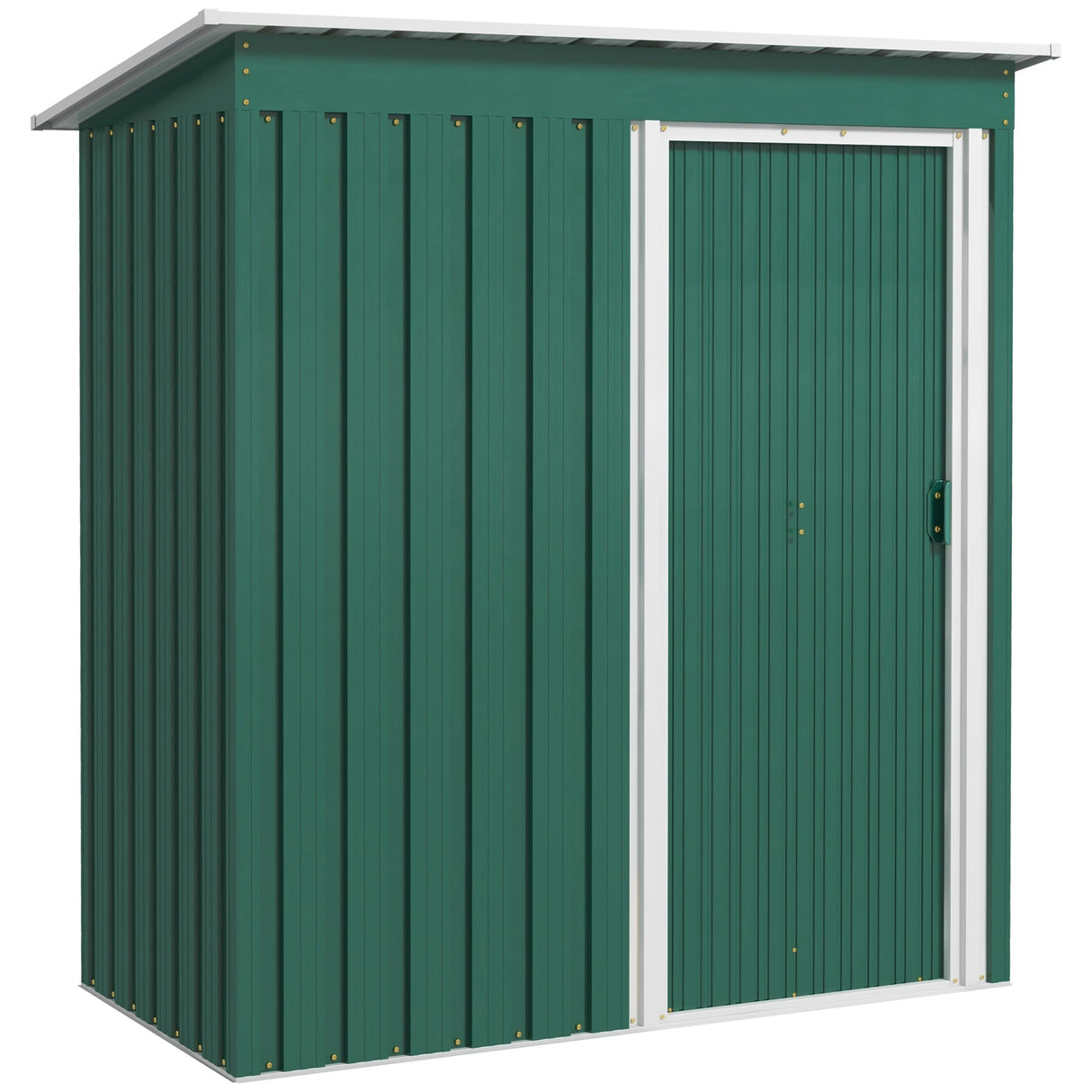 Garden Storage Shed with Sliding Door and Sloped Roof, Green