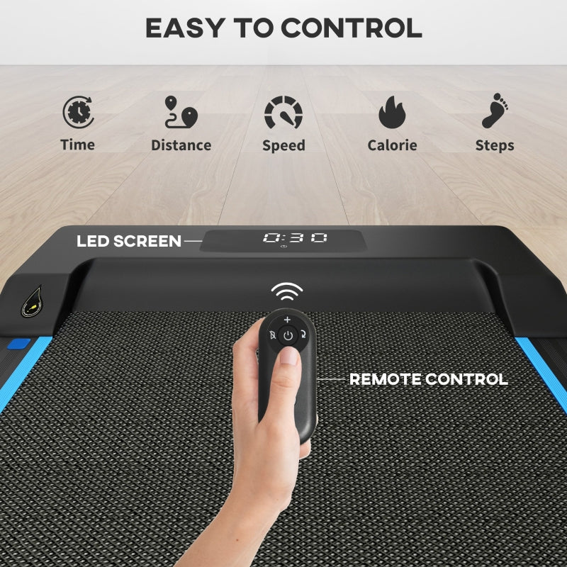 SPORTNOW Walking Pad, 2.5HP 1-6km/h Folding Treadmill with Remote Control and LED Display, Blue