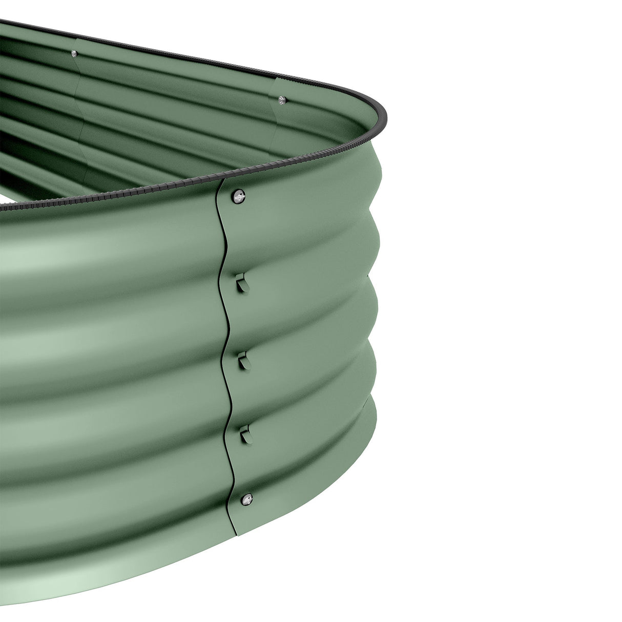 Galvanised Raised Garden Bed, Metal Planter Box with Safety Edging, Green