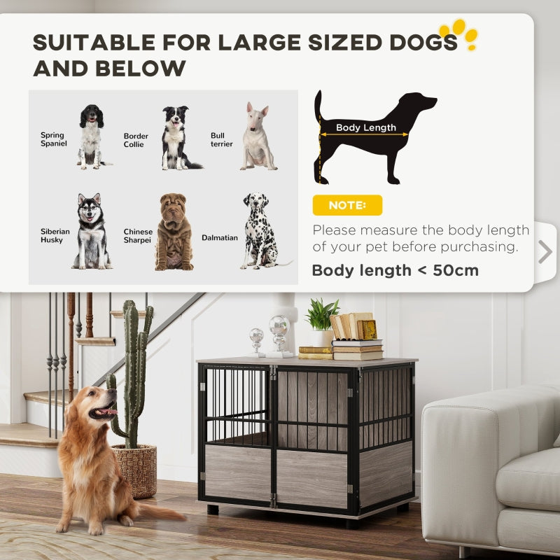 Furniture Style Dog Crate End Table Indoor 3 Doors, Soft Washable Cushion, 80cm
