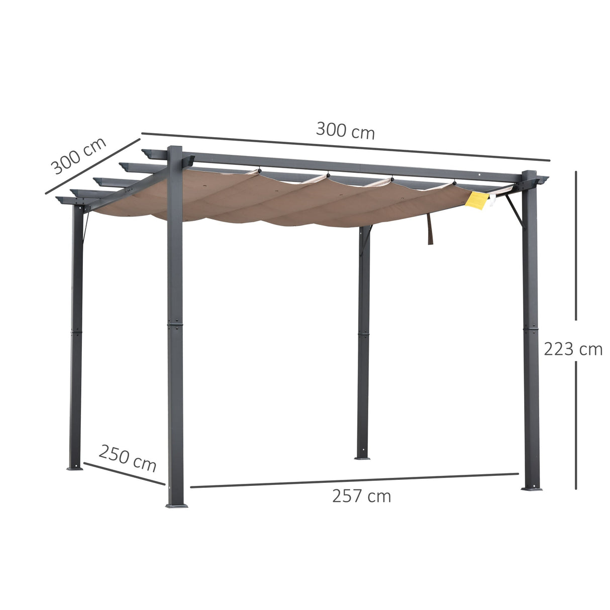 Pergola Canopy Gazebo 3x3m Outdoor Garden Shelter, Aluminium Brown