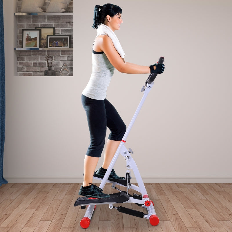 Stepper Workout Fitness Machine, Handle Hand Grip, Aerobic Exercise, Red