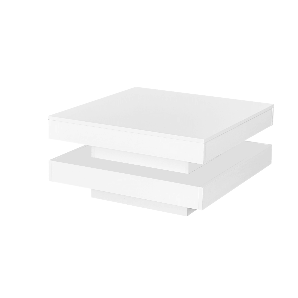 White High Gloss Coffee Table with 360¡ã Rotating Top & LED