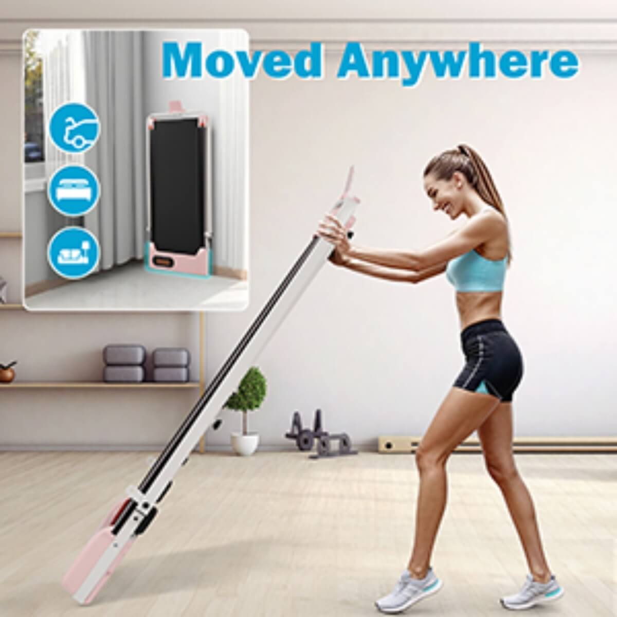 Folding Treadmill with Handrail – Adjustable Incline, 1–10 km/h Running Machine with LED Display & Phone Holder