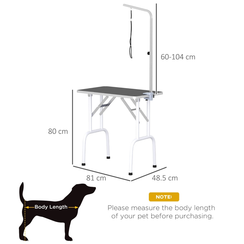 Dog Grooming Table 32" Foldable Adjustable Fixed Arm, Black
