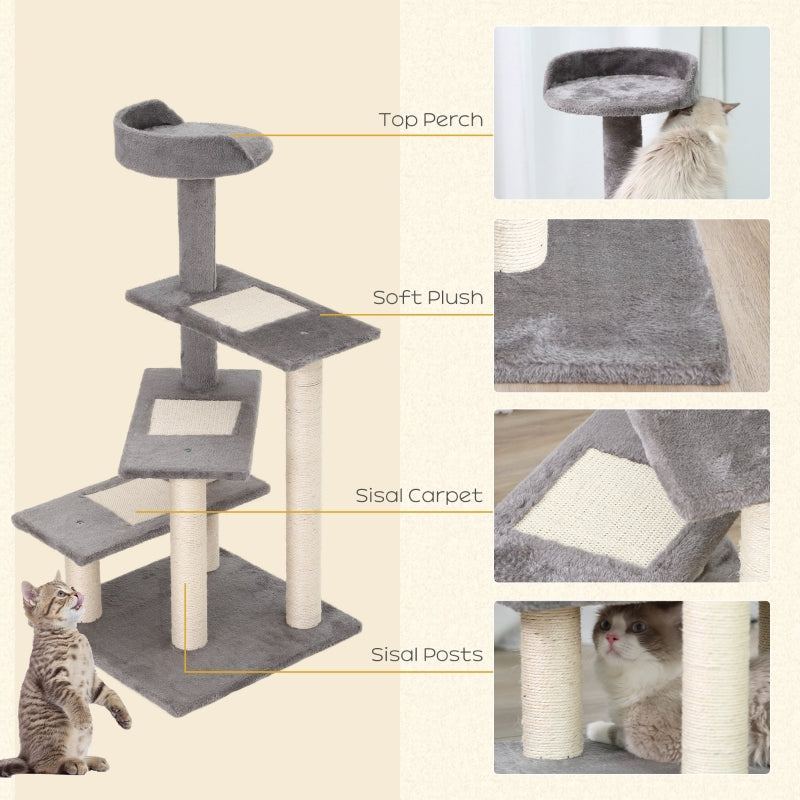 Cat Tree 100 cm Indoor Cats Scratching Post Climbing Tower Grey
