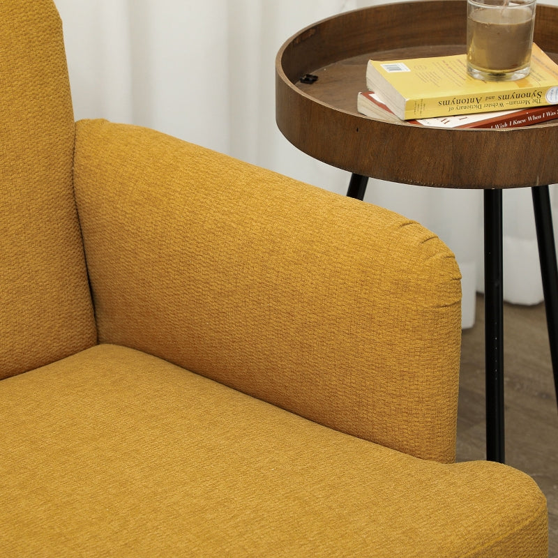 Velvet Feel 2 Seater Sofa with Thick Padding, Yellow