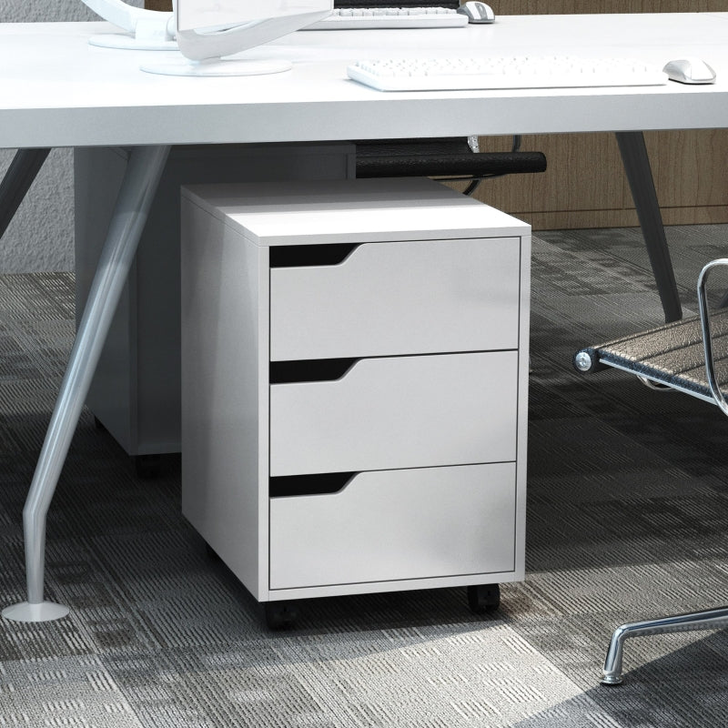 3 Drawer Mobile File Cabinet with Wheels, White