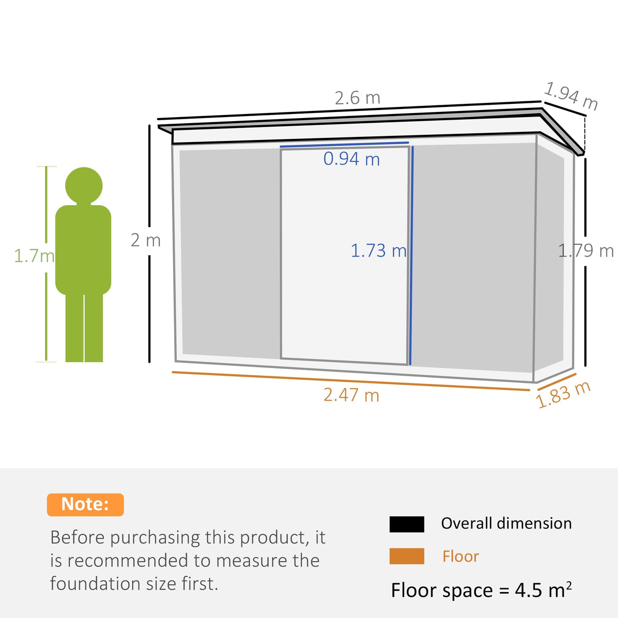 Garden Metal Storage Shed, House Hut Tool Storage with Tilted Roof and Ventilation, Grey