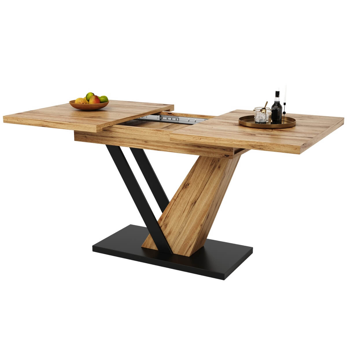 Extendable Dining Table – 120–160 cm Wood Grain Table for Kitchen & Living Roo