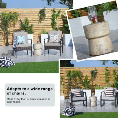 Outdoor Imitation Wood Waterproof Cylindrical Edge Coffee Table - PAT-2464ST