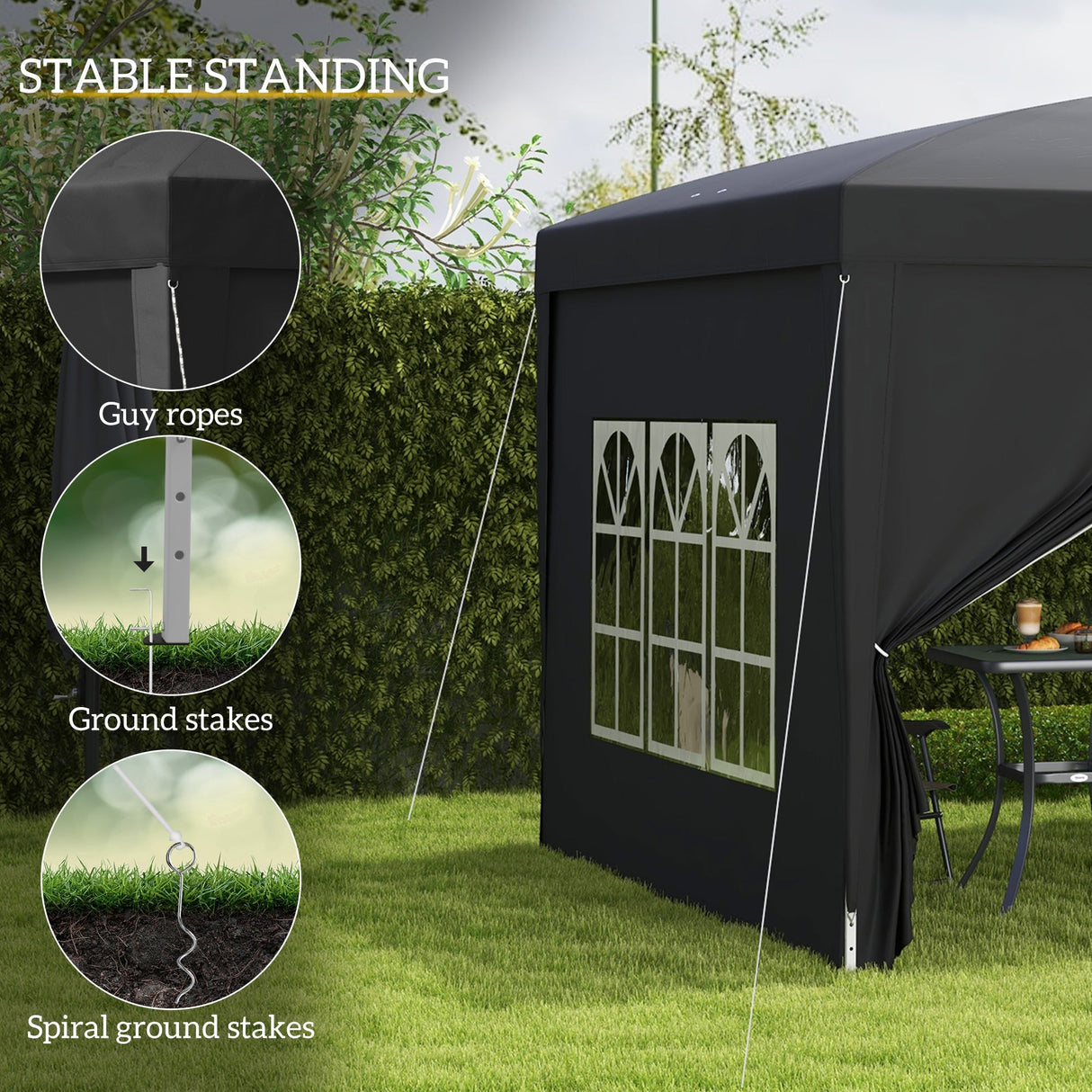 Pop Up Gazebo 3x3m Water & UV Resistant Black