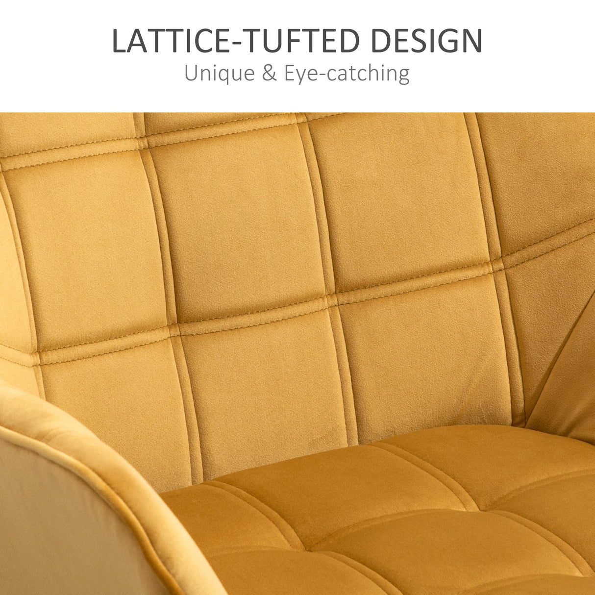 Modern Armchair, Accent Chair with Wide Arms, Slanted Back, Rubber Wood Legs, Yellow